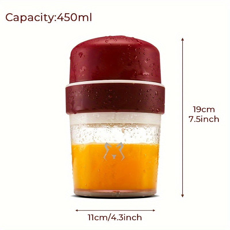 1pc Manual Citrus Juicer - Compact Lemon, Orange And Ginger Squeezer with Separated Cup, Durable Plastic Design for Home, Lemon Squeezer, Pomegranate Squeezer, BPA Free, Office And Camping, Kitchen Gadgets