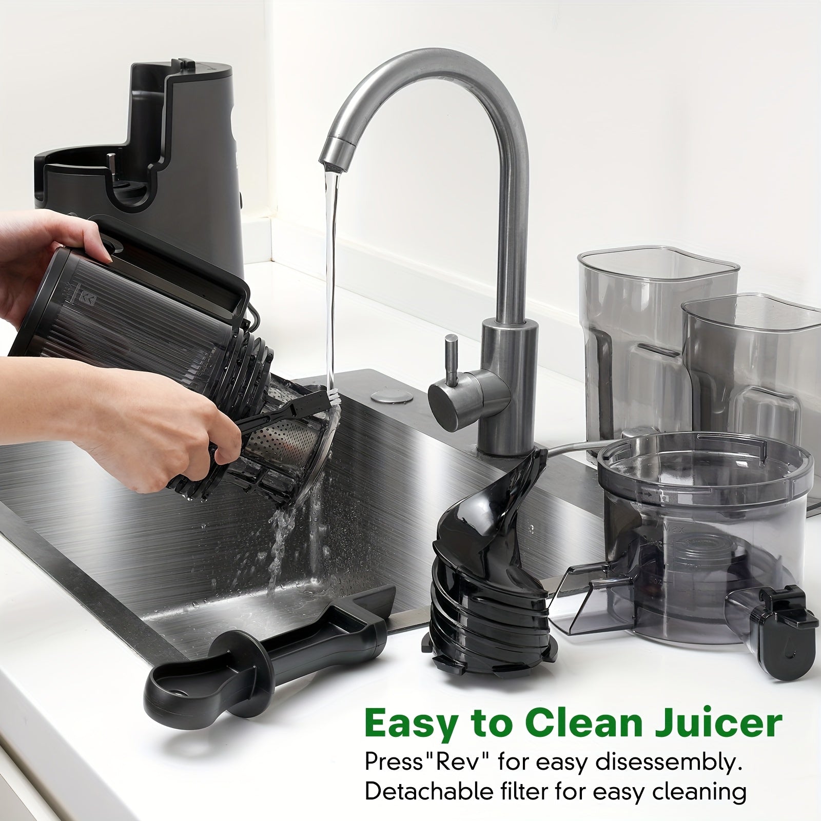 The Juicer Is Equipped With A 5.4-inch Large Feed Chute, Cold Press Juicer, Suitable For A Variety Of Vegetables And Fruits, Professional Slow Chewing Juicer, Easy To Clean, Can Be Disassembled And Washed