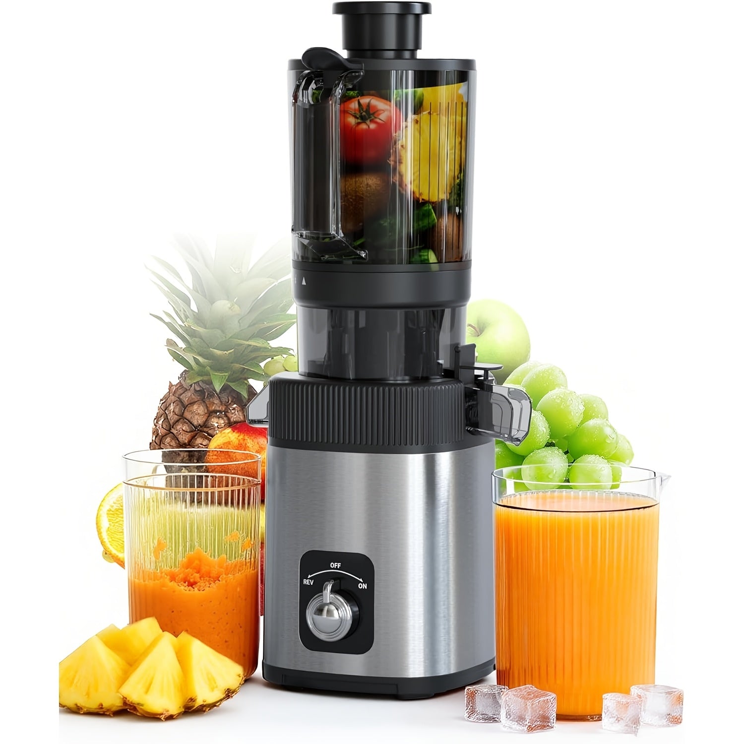 Juicer for Fruits And Vegetables, Featuring a Cold Press Mechanism And a Large Feed Chute That Accommodates Whole Produce