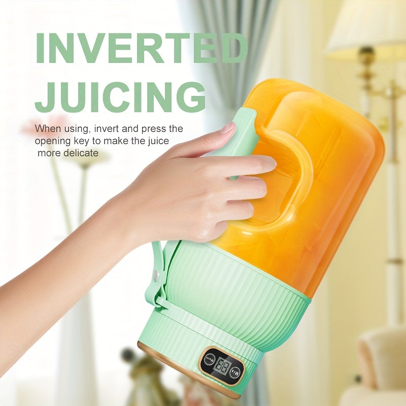 Portable Electric JuicerFruit JuicerLarge Capacity 40.58 oz, Equipped with Straw And Type-C Charging Cable, 10-Blade Cyclone Design, Intelligent Digital Display, One-Button Juicing, 7.4V Dual Battery, 1500MAH High Battery Life