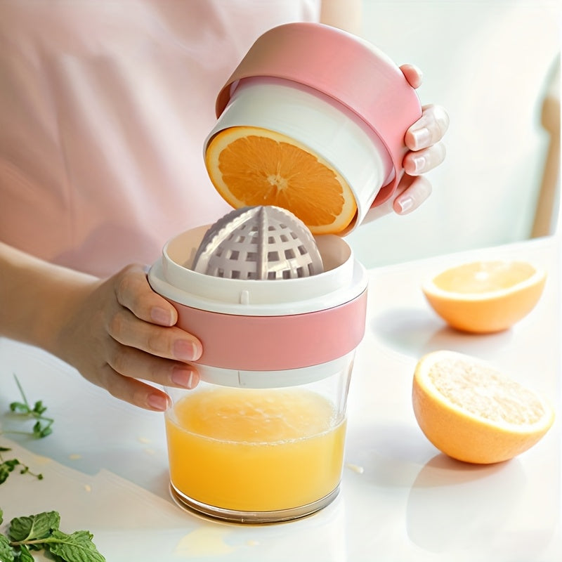 1pc Manual Citrus Juicer - Compact Lemon, Orange And Ginger Squeezer with Separated Cup, Durable Plastic Design for Home, Lemon Squeezer, Pomegranate Squeezer, BPA Free, Office And Camping, Kitchen Gadgets